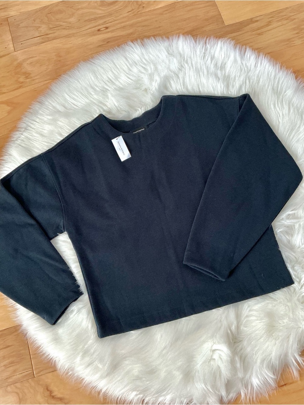NWT Banana Republic Navy Crewneck Boxy Fit Pullover Sweatshirt Size XS